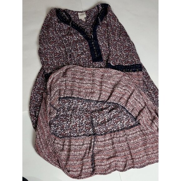 Knox Rose Boho Floral Print Lace Tunic Dress Size Medium - Picture 9 of 11